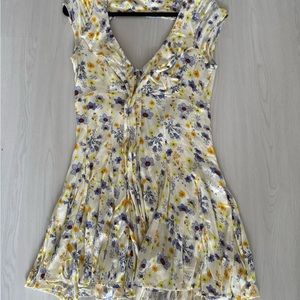 Free People Floral vneck dress with open back